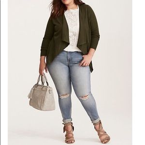 Ribbed Draped Front Cardigan